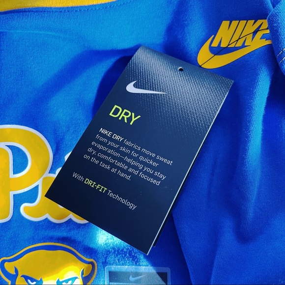 Nike University of Pittsburgh Pitt Panthers Tee Blue Yellow Womens Size XL - Picture 7 of 9